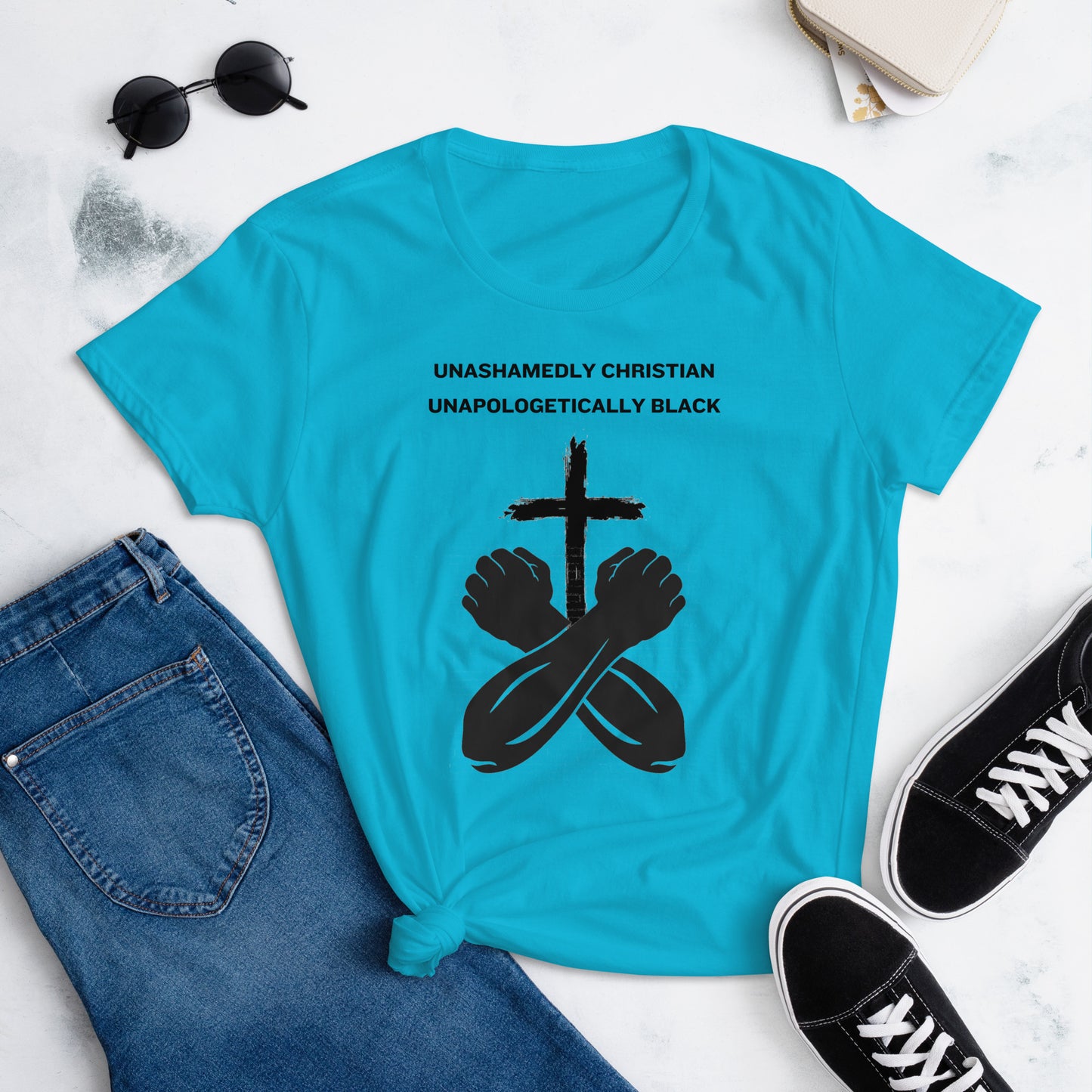 Unashamedly Christian, Unapologetically Black  Women's short sleeve t-shirt