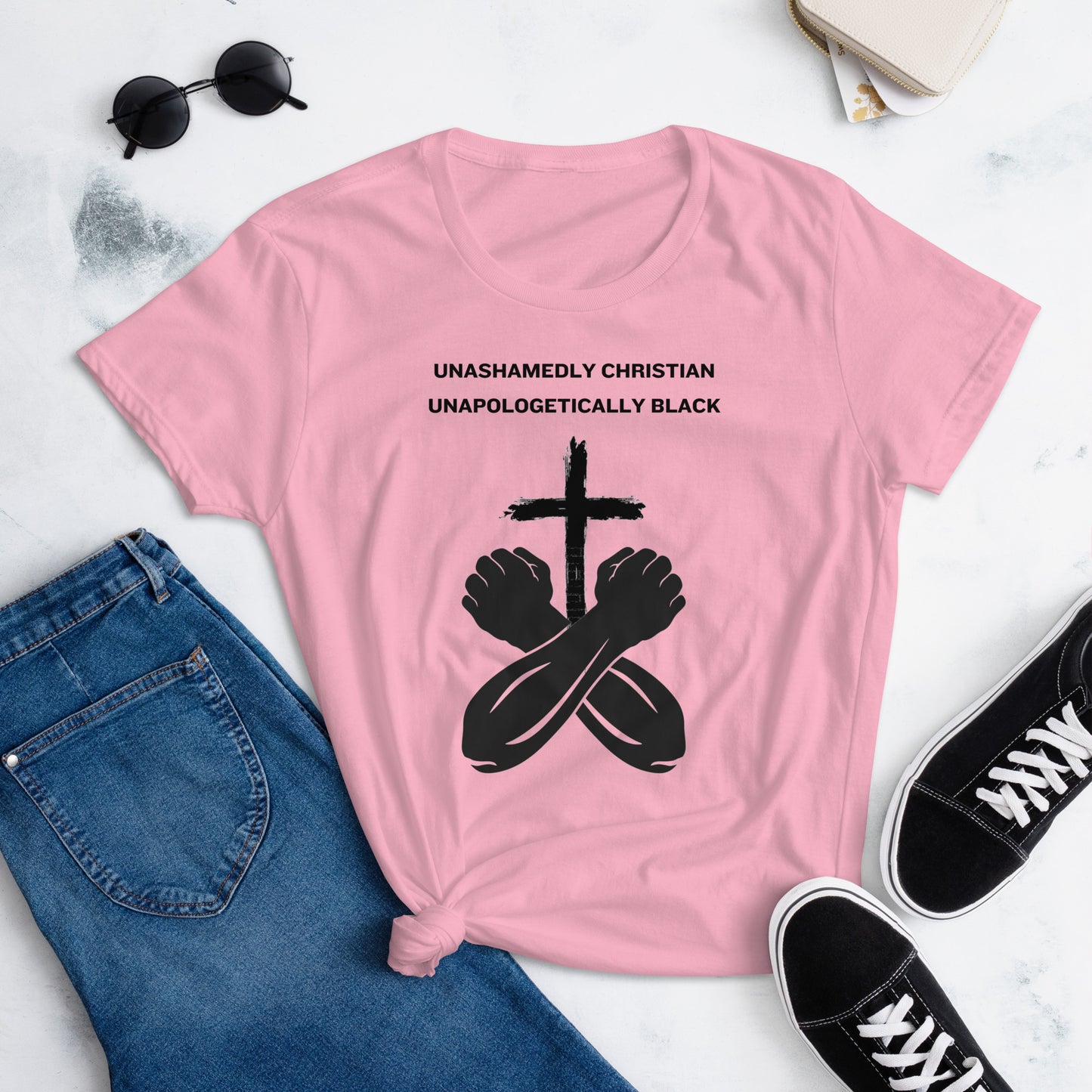 Unashamedly Christian, Unapologetically Black  Women's short sleeve t-shirt