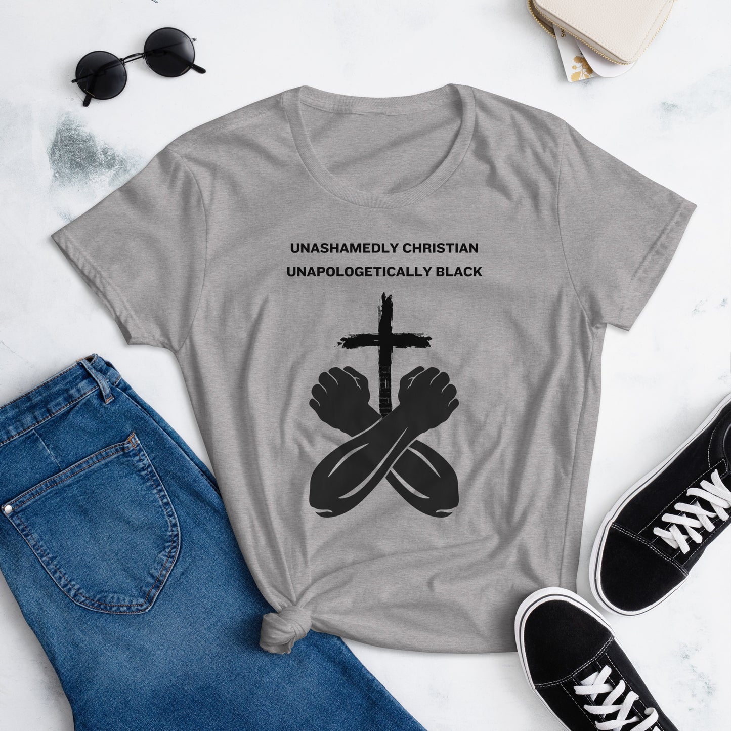 Unashamedly Christian, Unapologetically Black  Women's short sleeve t-shirt