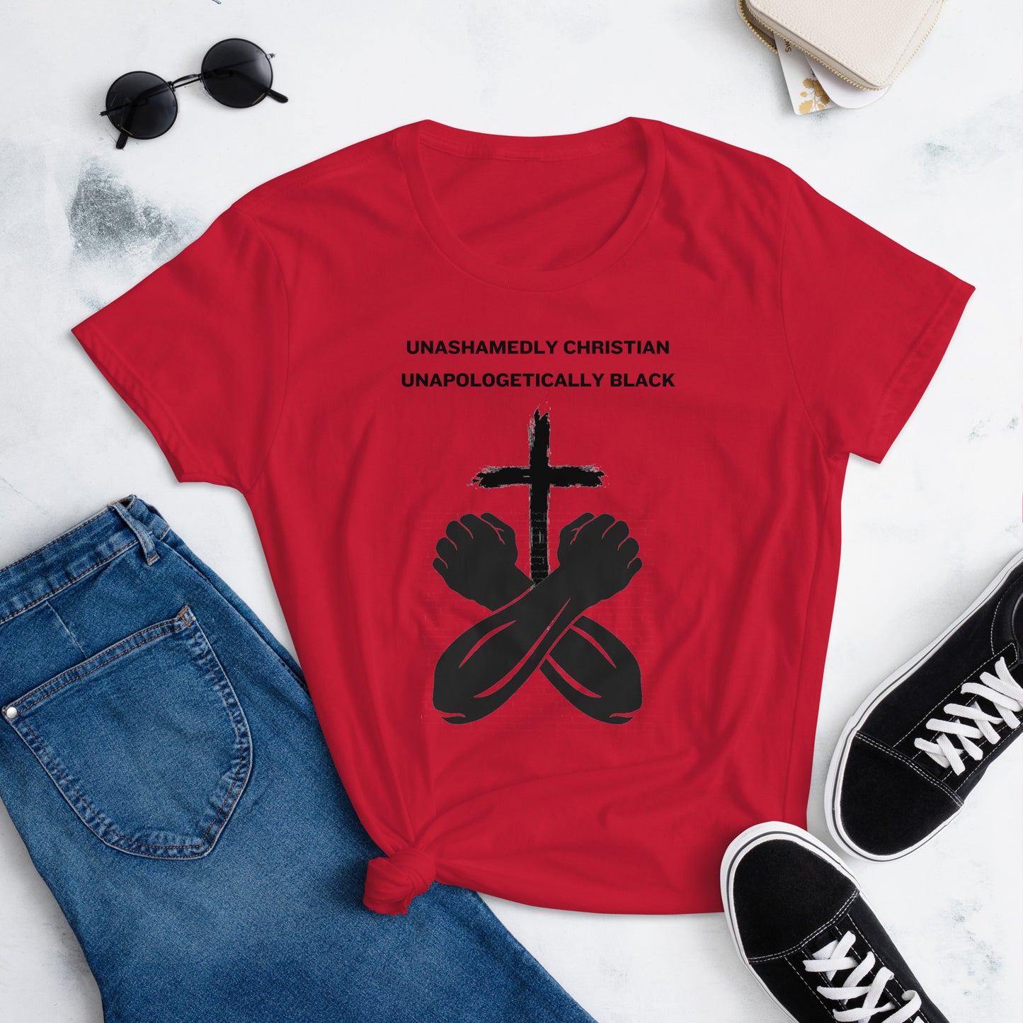 Unashamedly Christian, Unapologetically Black  Women's short sleeve t-shirt