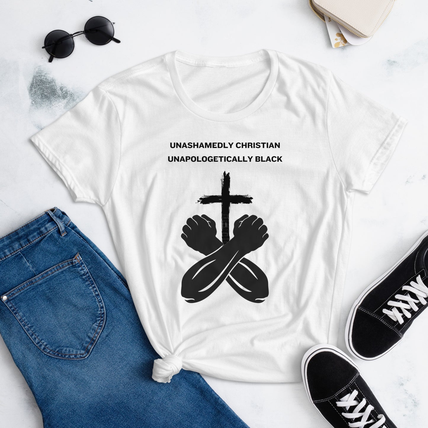 Unashamedly Christian, Unapologetically Black  Women's short sleeve t-shirt